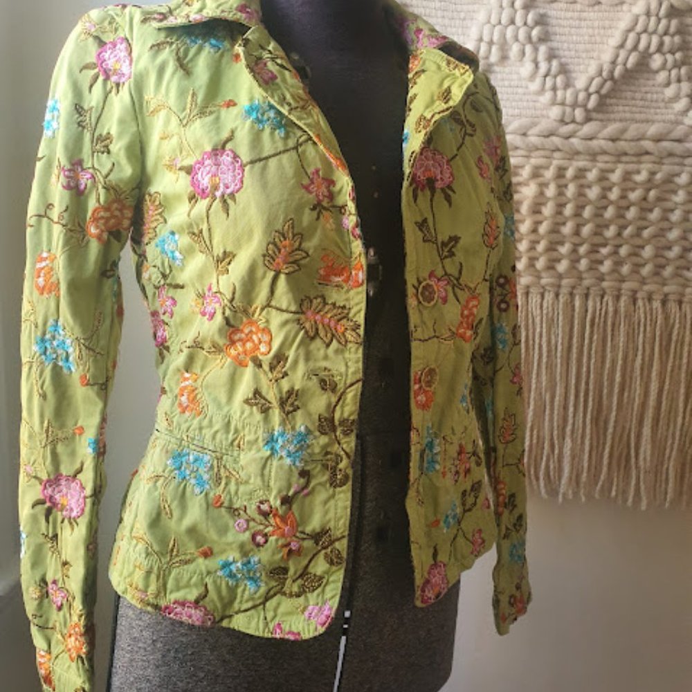 COPY - Johnny Was Floral Embroidered Green Blazer Jacket